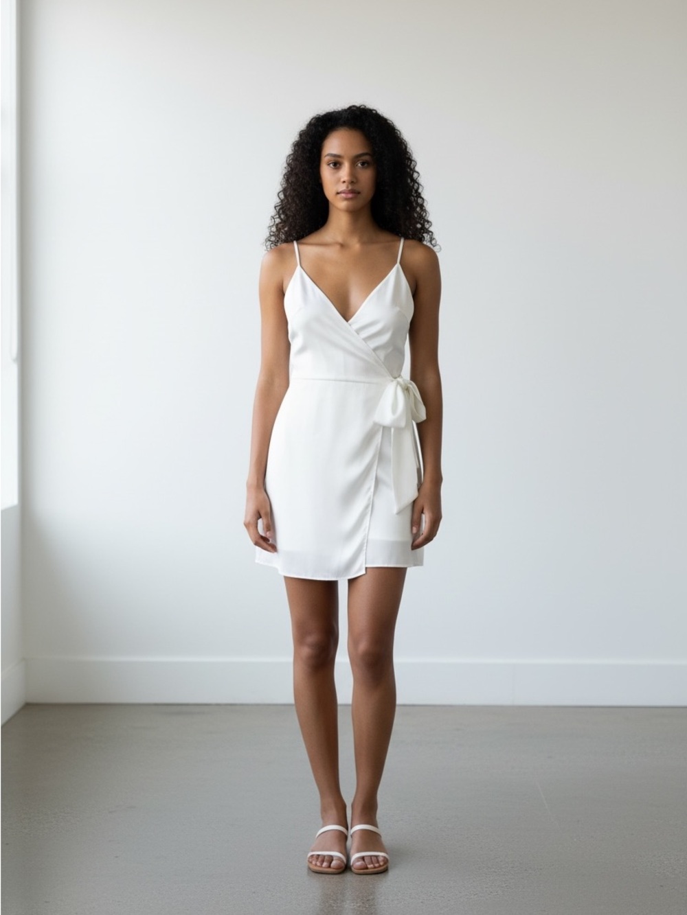 NWT Krisa White Short Wrap Dress Size XS Revolve Brand